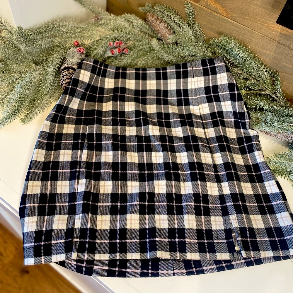 Plaid School Uniform Style Fitted Plaid Skirt